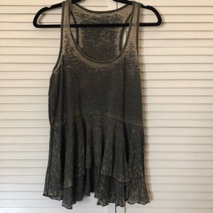 Free People Green Burnout High Low Tank Medium